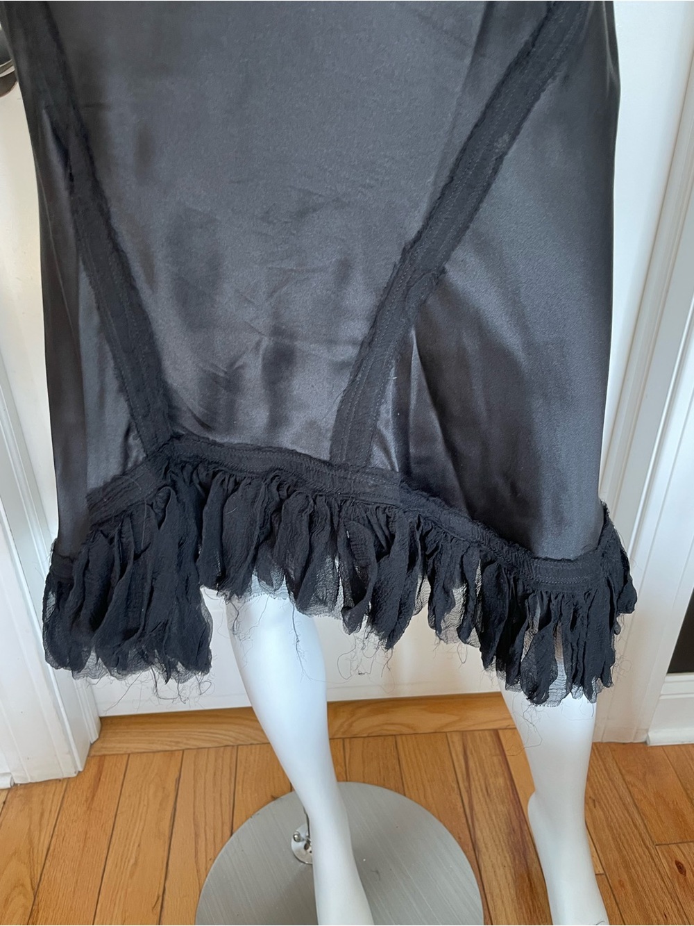 ROBERTO CAVALLI S/S 2004 Vintage Corset Black Silk Ruffle Midi Slip Dress S - Picture 8 of 11